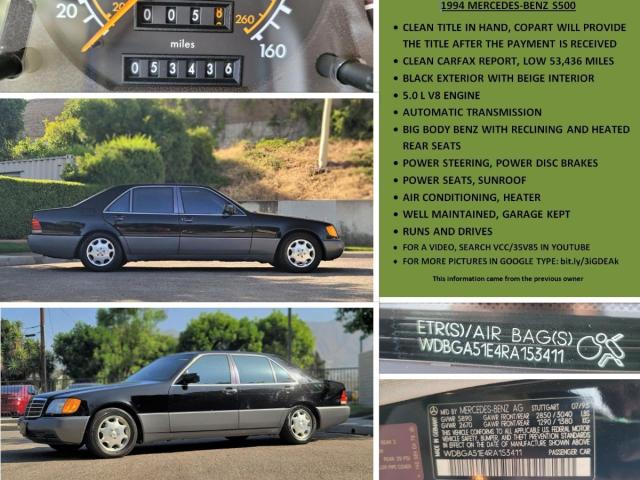 WDBGA51E4RA153411 - 1994 MERCEDES-BENZ S 500 BLACK photo 10