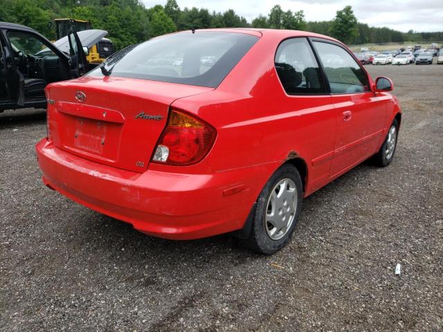 KMHCG35C25U347869 - 2005 HYUNDAI ACCENT GS RED photo 4