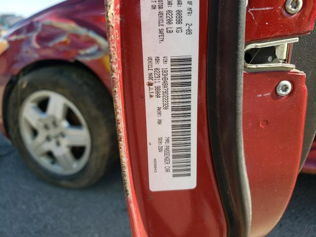 1B3HB48A79D222320 - 2009 DODGE CALIBER SX RED photo 10