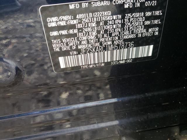 JF2SKARC1MH578736 - 2021 SUBARU FORESTER S BLUE photo 10