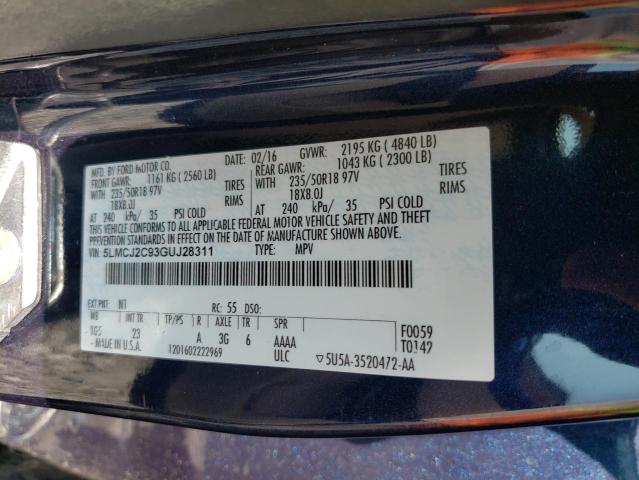 5LMCJ2C93GUJ28311 - 2016 LINCOLN MKC SELECT ლურჯი ფოტო 10