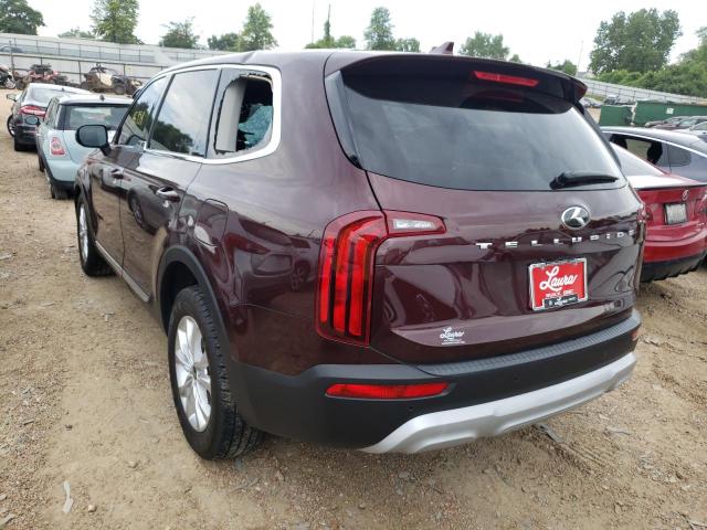 5XYP24HC3LG088877 - 2020 KIA TELLURIDE MAROON photo 3