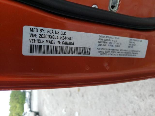 2C3CDXGJ4LH244201 - 2020 DODGE CHARGER SC RED photo 10