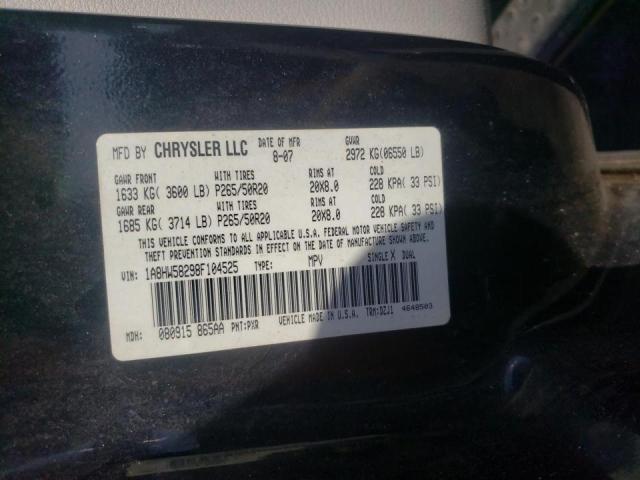 1A8HW58298F104525 - 2008 CHRYSLER ASPEN LIMI BLACK photo 10