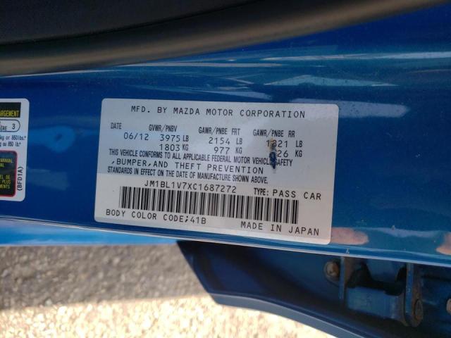 JM1BL1V7XC1687272 - 2012 MAZDA 3 I BLUE photo 10