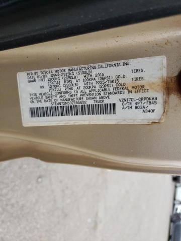 5TEWN72N53Z195692 - 2003 TOYOTA TACOMA XTR TAN photo 10