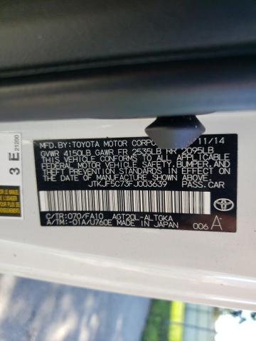 JTKJF5C73FJ003639 - 2015 TOYOTA SCION TC თეთრი ფოტო 10