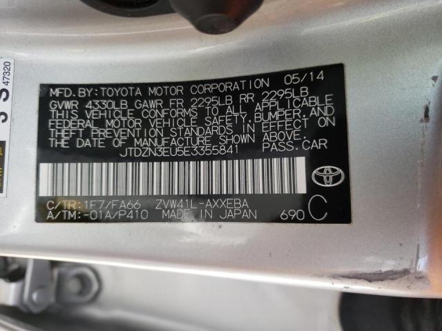 JTDZN3EU5E3355841 - 2014 TOYOTA PRIUS V SILVER photo 10