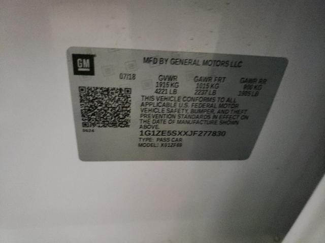 1G1ZE5SXXJF277830 - 2018 CHEVROLET MALIBU PRE WHITE photo 10