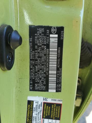 4T1BE46K29U401688 - 2009 TOYOTA CAMRY BASE GREEN photo 10