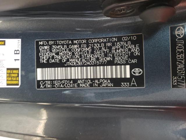 JTKDE3B72A0315777 - 2010 TOYOTA SCION TC 灰色 照片 10