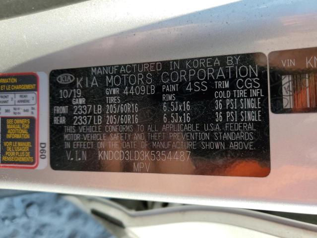 KNDCD3LD3K5354487 - 2019 KIA NIRO EX SILVER photo 10