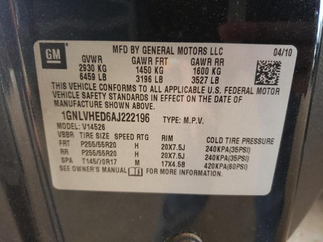 1GNLVHED6AJ222196 - 2010 CHEVROLET TRAVERSE LTZ  photo 10