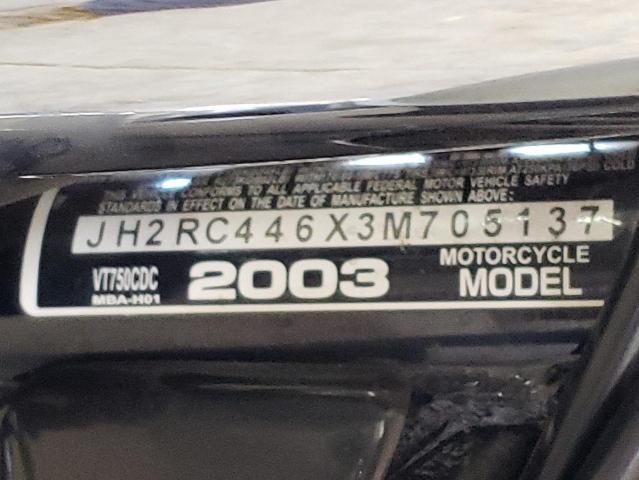 JH2RC446X3M705137 - 2003 HONDA VT750 CDC TWO TONE photo 10