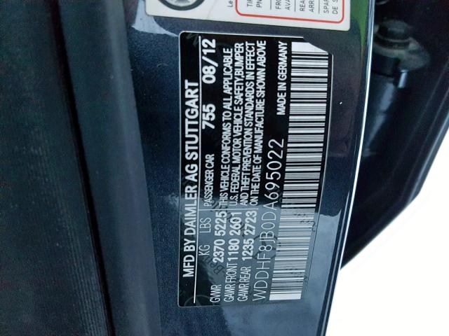 WDDHF8JB0DA695022 - 2013 MERCEDES-BENZ E 350 4MAT BLUE photo 10