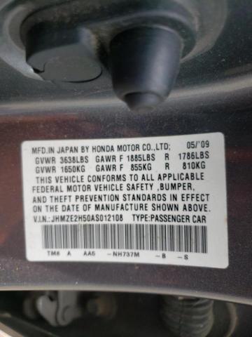 JHMZE2H50AS012108 - 2010 HONDA INSIGHT LX  photo 10