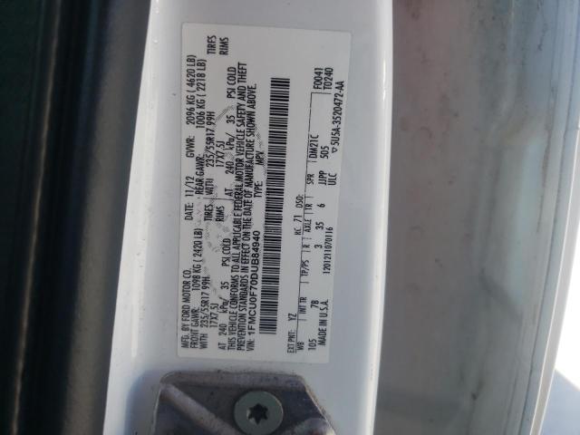 1FMCU0F70DUB84940 - 2013 FORD ESCAPE S WHITE photo 10