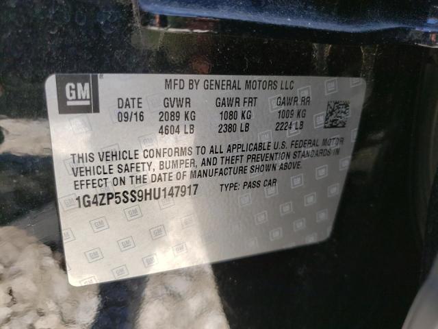 1G4ZP5SS9HU147917 - 2017 BUICK LACROSSE E BLACK photo 10