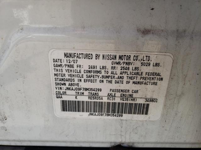 JNKAJ09F78M354299 - 2008 INFINITI EX35 BASE Ağ foto 10