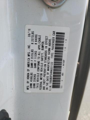 19UUB2F54HA001122 - 2017 ACURA TLX TECH WHITE photo 10