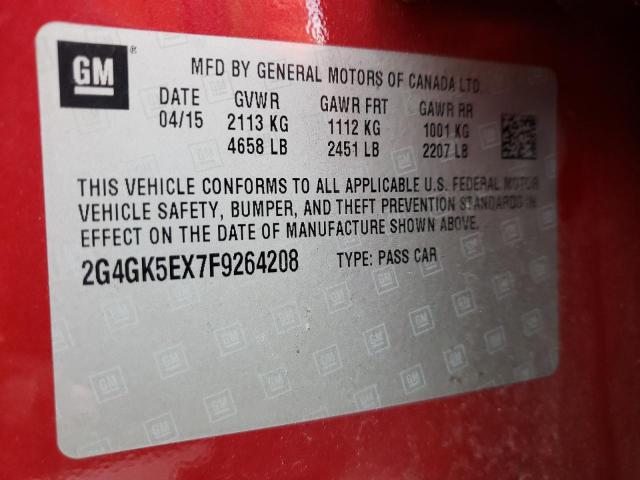 2G4GK5EX7F9264208 - 2015 BUICK REGAL RED photo 10