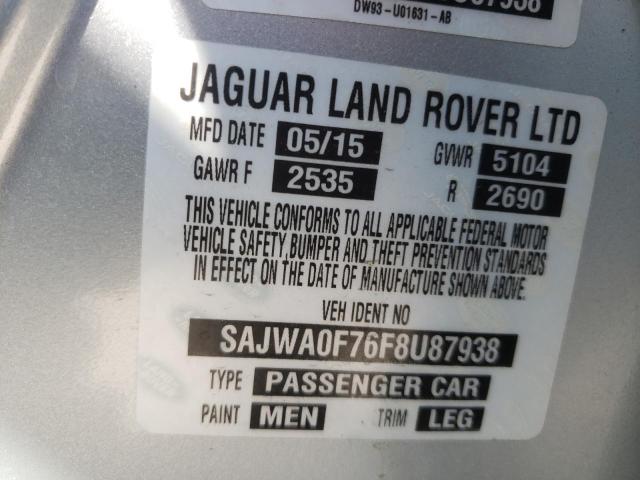 SAJWA0F76F8U87938 - 2015 JAGUAR XF 3.0 SPO SILVER photo 10