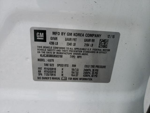 KL4CJBSB8GB583768 - 2016 BUICK ENCORE CONVENIENCE  照片 10