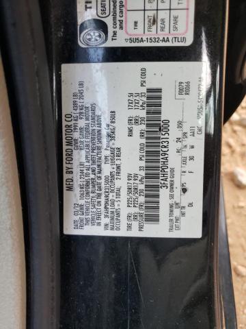 3FAHP0HA9CR315000 - 2012 FORD FUSION SE BLACK photo 10