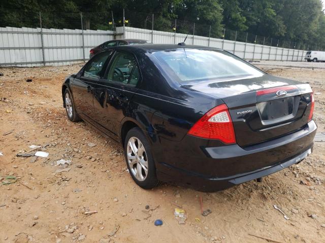 3FAHP0HA9CR315000 - 2012 FORD FUSION SE BLACK photo 3