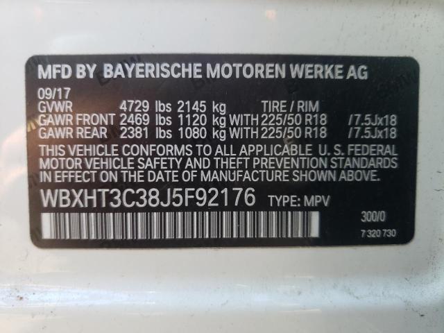 WBXHT3C38J5F92176 - 2018 BMW X1 XDRIVE28I  photo 10