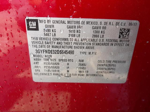 3GYFNDE32DS645490 - 2013 CADILLAC SRX PERFOR 红色 照片 10