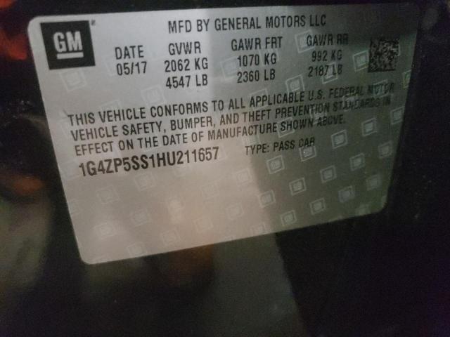 1G4ZP5SS1HU211657 - 2017 BUICK LACROSSE E BLACK photo 10