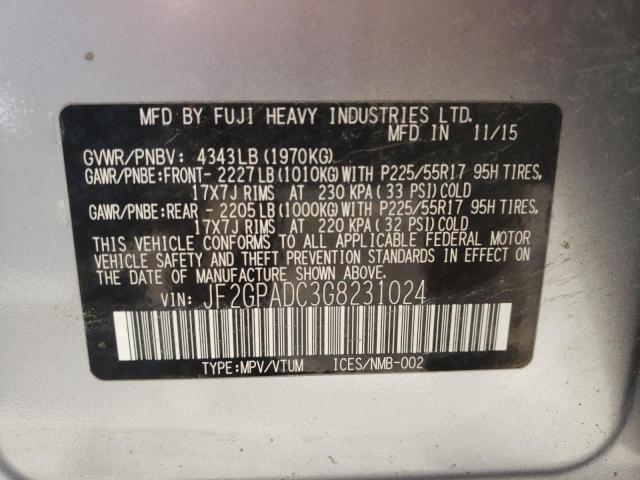 JF2GPADC3G8231024 - 2016 SUBARU CROSSTREK PREMIUM  ფოტო 10