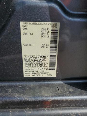 1N4BL4CVXLC243239 - 2020 NISSAN ALTIMA 25S GRAY photo 10