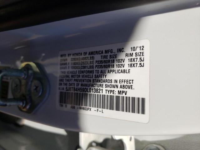 5J8TB4H59DL013821 - 2013 ACURA RDX TECHNO WHITE photo 10