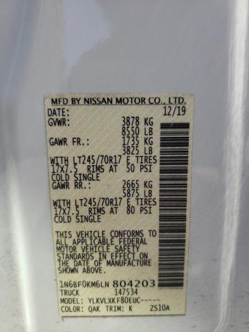 1N6BF0KM6LN804203 - 2020 NISSAN NV 1500 S WHITE photo 10