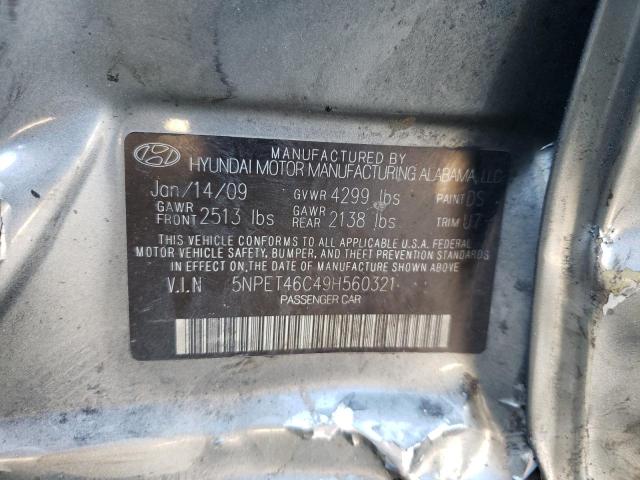 5NPET46C49H560321 - 2009 HYUNDAI SONATA GLS GRAY photo 10