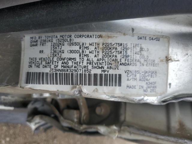 JT3HN86R329071852 - 2002 TOYOTA 4RUNNER SILVER photo 10