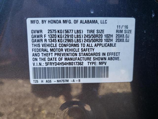 5FRYD4H54HB017362 - 2017 ACURA MDX TECHNOLOGY  photo 10