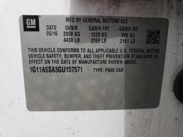 1G11A5SA3GU157571 - 2016 CHEVROLET MALIBU LIM 白色 照片 10