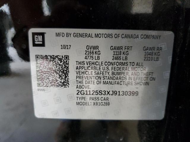 2G1125S3XJ9130399 - 2018 CHEVROLET IMPALA PREMIER  photo 10