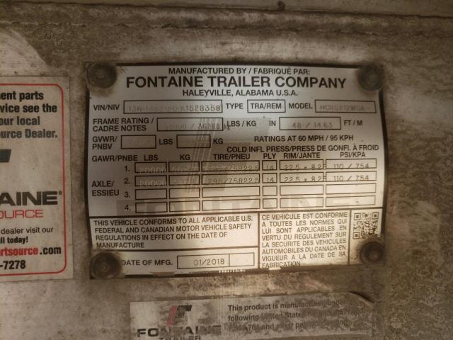 13N148200K1528358 - 2019 FONTAINE FLATBED TR SILVER photo 10