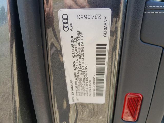 WAUC4AF41MA086787 - 2021 AUDI S4 PRESTIG GRAY photo 10