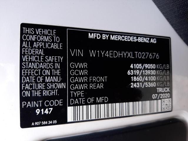 W1Y4EDHYXLT027676 - 2020 MERCEDES-BENZ SPRINTER 2 WHITE photo 10