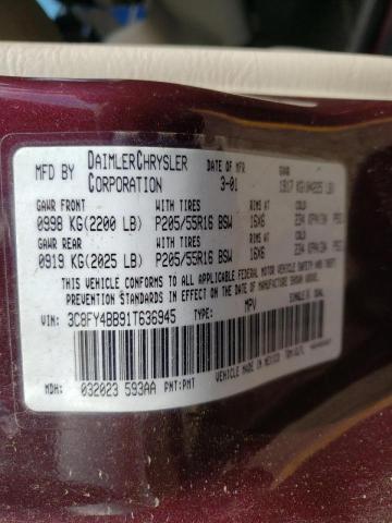 3C8FY4BB91T636945 - 2001 CHRYSLER PT CRUISER MAROON photo 10