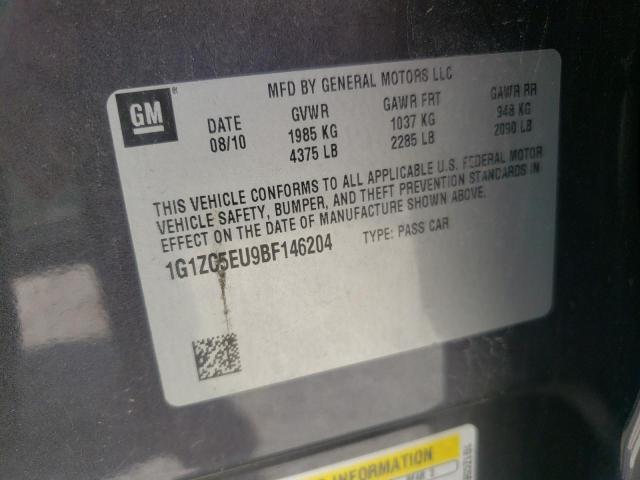 1G1ZC5EU9BF146204 - 2011 CHEVROLET MALIBU 1LT 灰色 照片 10