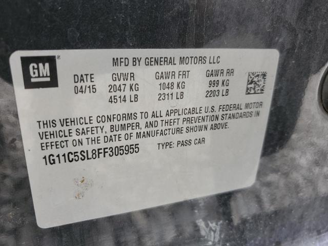 1G11C5SL8FF305955 - 2015 CHEVROLET MALIBU 1LT 石墨色 照片 10