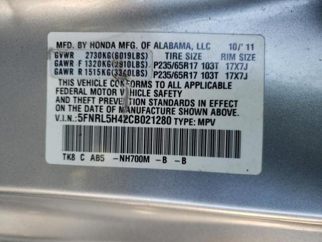 5FNRL5H42CB021280 - 2012 HONDA ODYSSEY EX SILVER photo 10