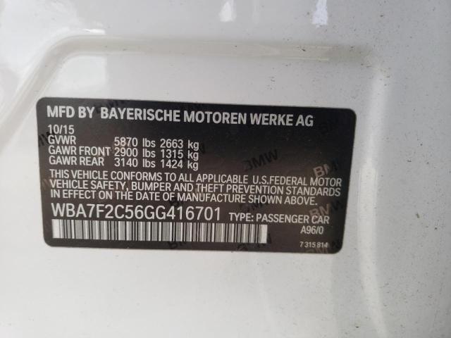 WBA7F2C56GG416701 - 2016 BMW 750I WHITE photo 10