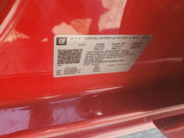 3GCPCREC9JG641769 - 2018 CHEVROLET SILVERADO წითელი ფოტო 10